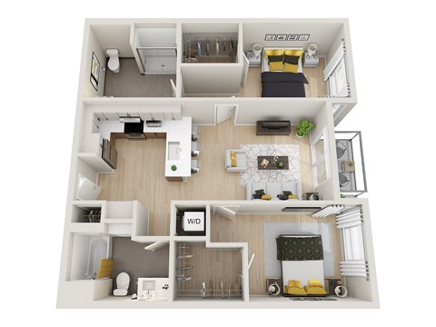 2 Bedroom A Floor Plan at Ion Town Center, Shoreline, 98133
